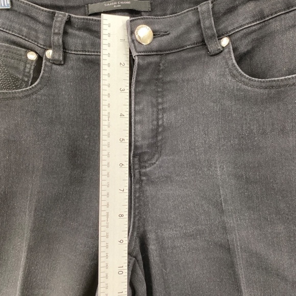 Simon Chang Jeans Women's 8 Mid Rise Straight Leg Blacked Denim 5 Pocket Causal - Picture 7 of 12